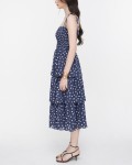 SIXDO Polka Dot Spaghetti Strap Maxi Chiffon Dress